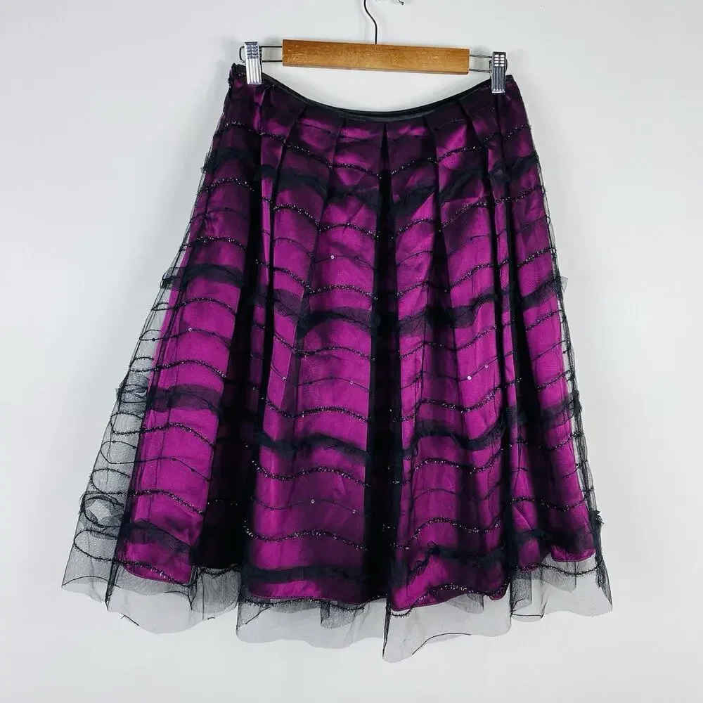 Adrianna Papell Size 4 Evening Essentials Tulle Sequin Skirt Purple Party Event